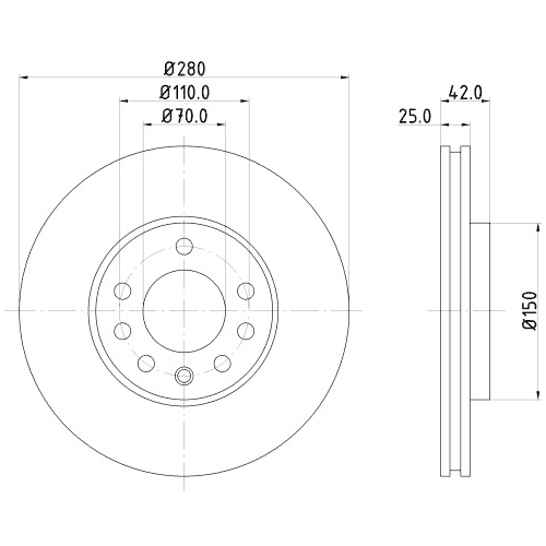 Hella Pagid 2X Bremsscheibe Pro High Carbon für Opel Vauxhall