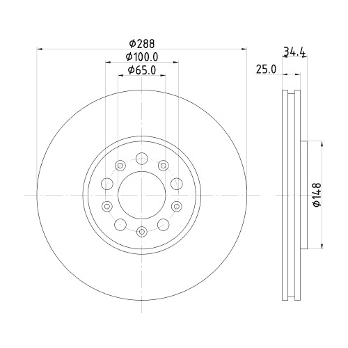 Hella Pagid 2X Bremsscheibe Pro High Carbon für Audi Seat Skoda VW