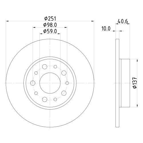 Hella Pagid 2X Bremsscheibe Hinterachse Pro für Fiat