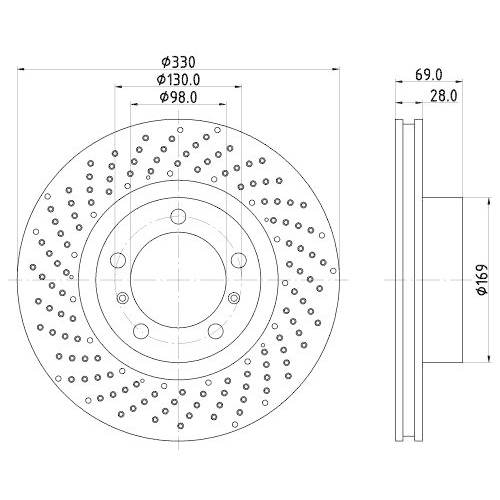 Bremsscheibe Hella Pagid 8DD 355 125-021 Pro High Carbon für Porsche