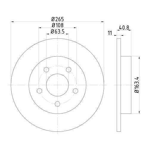 Hella Pagid 2X Bremsscheibe Hinterachse Pro für Ford Ford (changan)