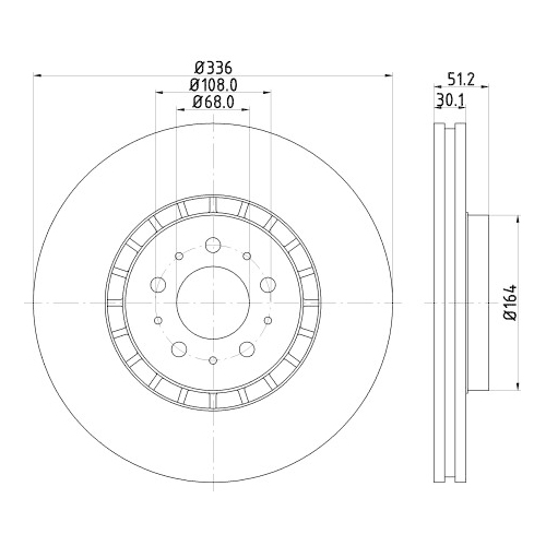 Hella Pagid 1X Bremsscheibe Vorderachse Pro High Carbon für Volvo