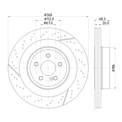 Hella Pagid 1X Bremsscheibe Pro High Carbon für Mercedes Benz