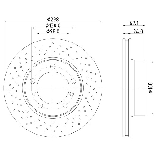 Hella Pagid 1X Bremsscheibe Vorderachse Pro Hc für Porsche Links