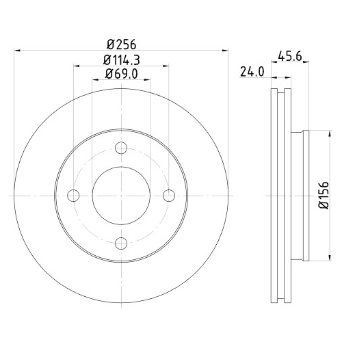 Hella Pagid 2X Bremsscheibe Vorderachse Pro für Mitsubishi Smart