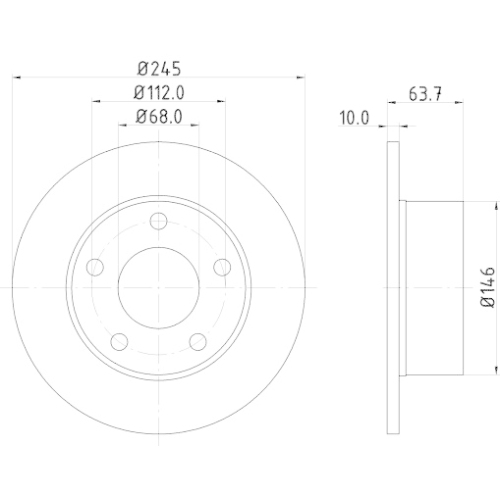 Hella Pagid 2X Bremsscheibe Hinterachse Pro für Audi Seat Skoda VW