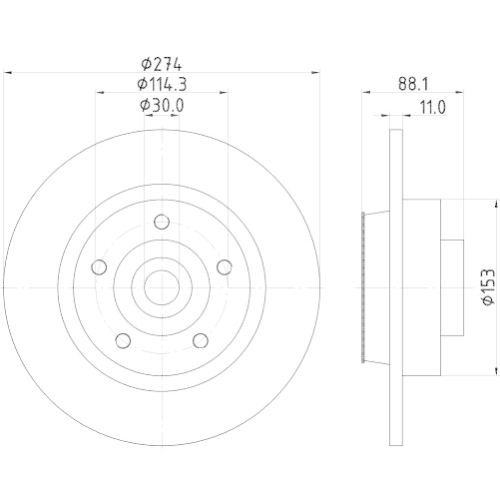 Hella Pagid 1X Bremsscheibe Hinterachse Pro für Renault Samsung