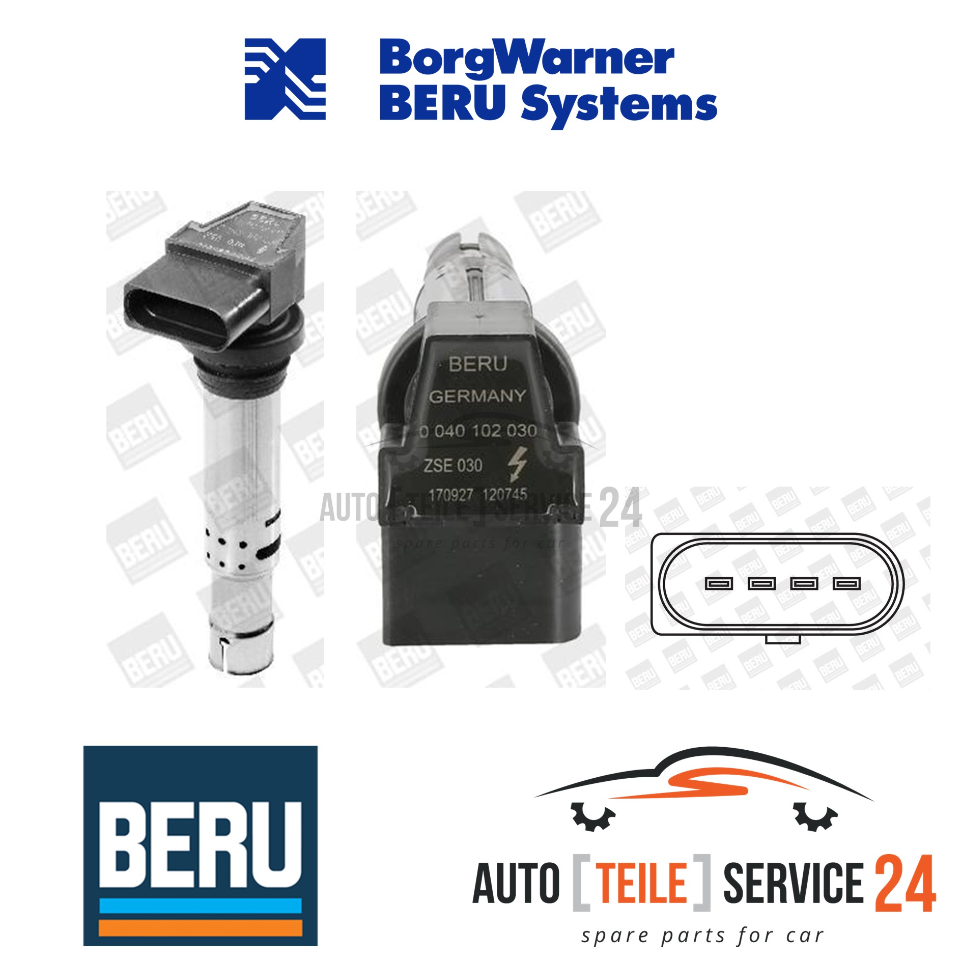 Zündspule Borgwarner (beru) ZSE030 für Audi Seat Skoda VW Vag